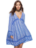 Tunika kleid Blau Kleider Langarm Polyester V-Ausschnitt Damenmode im Boho-Style und Sommer und Frühling