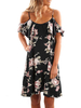 Tunika kleid Kurzarm Kleider Schwarz mit Printmuster gemischten Baumwollen Damenmode und Trägern für Sommer im glamourösen & pathetischen Style