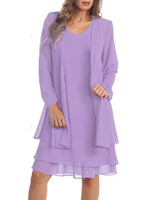 Tunika kleid Langarm Kleider Lila Polyester mit Rundkragen Damenmode für Frühling im casualen Stil