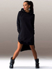 Tunika kleid Langarm Kleider Schwarz gemischten Baumwollen mit Kapuze Damenmode für Winter im sexyen Style