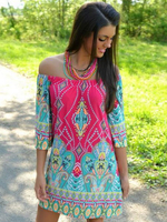 Tunika kleid Rosarot Kleider Langarm Flachsbaumwolle mit Printmuster Damenmode und Bateau-Kragen im europäischen Stil für Sommer