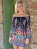 Tunika kleid Schwarz Kleider Langarm Flachsbaumwolle mit Printmuster Damenmode und Bateau-Kragen im europäischen Stil für Sommer