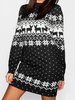Tunika kleid Schwarz Kleider Langarm Polyester mit Printmuster Damenmode und Rundkragen im casualen Stil für Winter