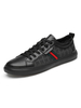 Turnschuhe für Männer Mode Rindsleder Round Toe Red Stripe Color Clock Herrenschuhe
