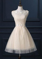 Täuschung Ausschnitt a-line Brautjungfer Kleid