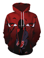Uchiha Itachi Sweatshirt Damen Drawstring Bedruckter Burgunder Kapuzenpullover