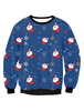 Ugly Christmas Sweater Weihnachtspullover Damen blau Sweatshirt Weihnachten Print Rundhals Langarm Pullover Top