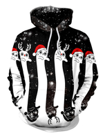 Ugly Christmas Sweater Weihnachtspullover Schwarzes Kapuzenpulli Weihnachten Muster Print Pullover Top