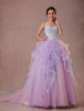 Ulle Pagent Kleid Sicke Quinceanera Kleid Kapelle Zug a-line Sweetheart trägerloser Ausschnitt Luxus Prinzessin Spitzenkleid