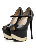 Ultra High Heels Platforom Sexy Pumps Stiletto Absatz Peep Toe Color Block Schuhe