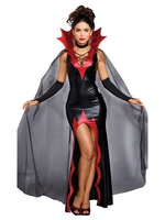 Vampir Karneval Kostüm Kostüme Black Adults Artwork Elegantes Polyester Feiertagskleid