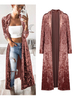 Velour Duster Coat Langarm Umlegekragen Open Front Longline Coat für Frauen