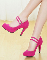 Veloursleder Plateau-2020 Pumps Mary Jane Schuhe mit Stilettos