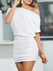 Verein-Kleid Eine Schulter Sexy kurzen Ärmeln weißen Kleid sexy