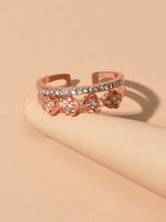 Verlobungsringe Rose Strass Dekor Open Cuff Finger Schmuck