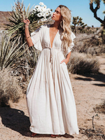 Vertuschungen für Damen Aprikosenfarbene Knöpfe V-Ausschnitt kurze Ärmel mehrlagiger Sommer-Strand-Badeanzug