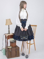 Victorian Lolita Shirt Spitzen Bogen gekräuselte klassische Lolita Bluse mit Stehkragen