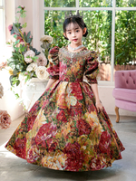 Viktorianisches Rokoko-Kostüm farbiges Kleid mit Blumenmuster Retro-Kleid für Mädchen