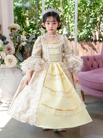 Viktorianisches Rokoko Kostüm Gelbes Retro Rüschenkleid für Mädchen