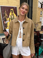 Vintage Cropped Wildlederjacke für Damen 2025