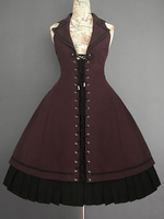Vintage Gothic Lolita JSK Kleid Farron Covenant Lace Up Lolita Brücker-Rock
