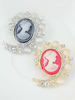 Vintage Hochzeit Brosche Cameo viktorianische Schönheit Portrait jeweled ovale Öffnung Pin Brosche