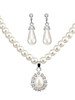 Vintage Hochzeit Schmuck Set Perlenkette Ohrringe