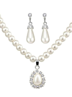 Vintage Hochzeit Schmuck Set Perlenkette Ohrringe