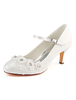 Vintage Hochzeit Schuhe Spitze Runde Toe Blumen Perlen Mary Jane Schuhe High Heel Brautschuhe