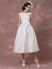 Vintage Hochzeitskleid Satin kurzes Brautkleid Spitze Milanoo