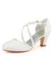 Vintage Hochzeitsschuhe Elfenbein Spitze runde Spitze Criss Cross Brautschuhe