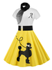 Vintage Kleid 1950er Jahre Frau Kurzarm Jewel Neck Swing Kleid mit Schal