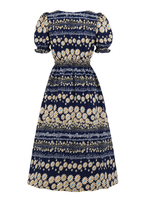 Vintage Kleid 1950er Jahre Kurzarm Polyester Frau Blumendruck Gänseblümchen Swing Kleid
