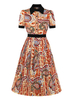 Vintage Kleid 1950er Jahre Kurzarm Polyester Frau Blumendruck Retro Swing Kleid