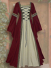 Vintage Kleid 1950er Jahre Red Layered Buttons Kurzarm Turndown Collar Plissee Swing Dress