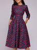 Vintage Kleid 1950er Jahre Ärmel Frau Blumendruck Swing Dress