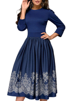 Vintage Kleid 1950er Jahre Ärmel Frau Midi Kleid