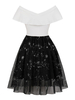 Vintage Kleid 1950er Jahre schwarz zweifarbige Frau ärmellose Baumwolle Retro Swing Kleid