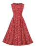 Vintage Kleid der 1950er Jahre Gelb Animal Print Damen ärmelloses Swing-Kleid mit V-Ausschnitt