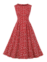Vintage Kleid der 1950er Jahre Gelb Animal Print Damen ärmelloses Swing-Kleid mit V-Ausschnitt