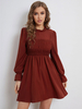 Vintage Kleid der 1950er Jahre hoher Kragen mit langen Ärmeln knielanges Rockabilly-Kleid für Damen