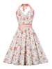 Vintage Kleid der 1950er Jahre ärmelloses knielanges Kleid mit Blumendruck für Damen