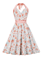 Vintage Kleid der 1950er Jahre ärmelloses knielanges Kleid mit Blumendruck für Damen