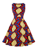 Vintage Kleid der 1950er Jahre rot geometrische Frau ärmelloses Rockabilly-Kleid