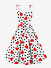 Vintage Kleid mit Herzmuster A-Linie 1950er Jahre Audrey Hepburn Stil Polka Dot Valentinstag Trägerkleid für Frauen 2025