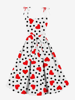 Vintage Kleid mit Herzmuster A-Linie 1950er Jahre Audrey Hepburn Stil Polka Dot Valentinstag Trägerkleid für Frauen 2025