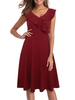 Vintage Kleider Burgunderrot ärmellos 50er jahre mode Rockabilly kleid V-Ausschnitt Kleider Polyester im Retro-Style und Sommer Damenmode