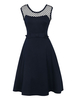 Vintage Kleider Dunkelmarineblau 50er jahre mode mit Netzen Polyester Rockabilly kleid ärmellos Kleider und Rundkragen Alltagskleidung Damenmode