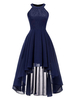 Vintage Kleider Dunkelmarineblau mit Falten 50er jahre mode Rockabilly kleid ärmellos Kleider und Rundkragen Spitze im altmodischen Stil Damenmode