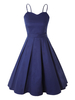Vintage Kleider Dunkelmarineblau ärmellos 50er jahre mode Rockabilly kleid mit Trägern Kleider Baumwolle im Retro-Style für Sommer Damenmode